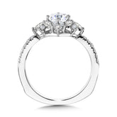 Marquise-Accented Sun Burst Tapered Diamond Halo Engagement Ring